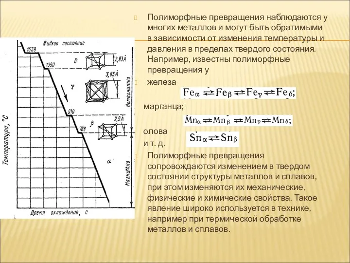 Полиморфные превращения наблюдаются у многих металлов и могут быть обратимыми в