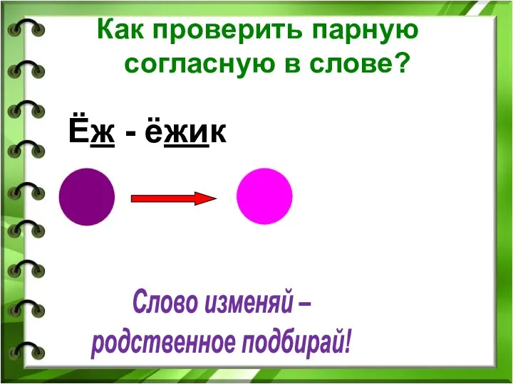 Слово изменяй – родственное подбирай! Ёж - ёжик Как проверить парную согласную в слове?