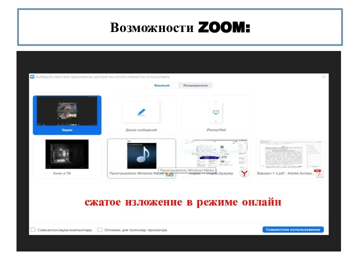 Возможности ZOOM: Проведение любых видов проверочных работ: сжатое изложение в режиме онлайн