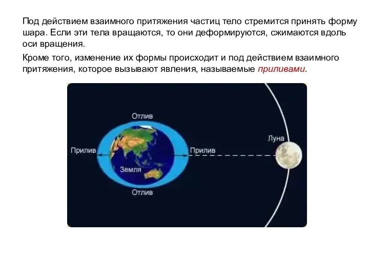 Под действием взаимного притяжения частиц тело стремит­ся принять форму шара. Если