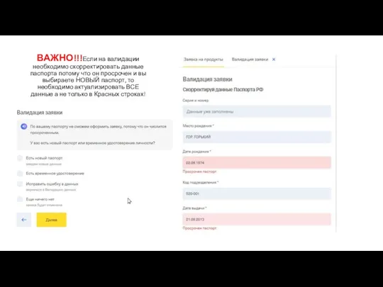 ВАЖНО!!!Если на валидации необходимо скорректировать данные паспорта потому что он просрочен