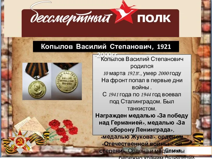 Семья Астрелиных Копылов Василий Степанович родился 10 марта 1921г., умер 2000