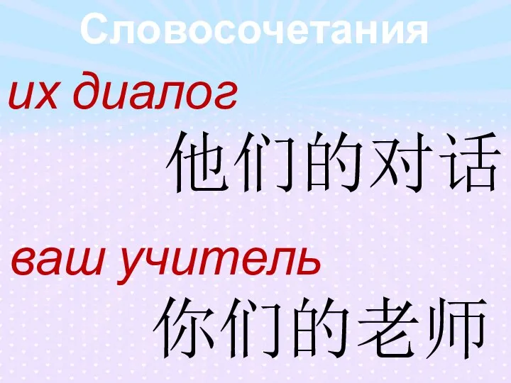 их диалог 他们的对话 Словосочетания ваш учитель 你们的老师