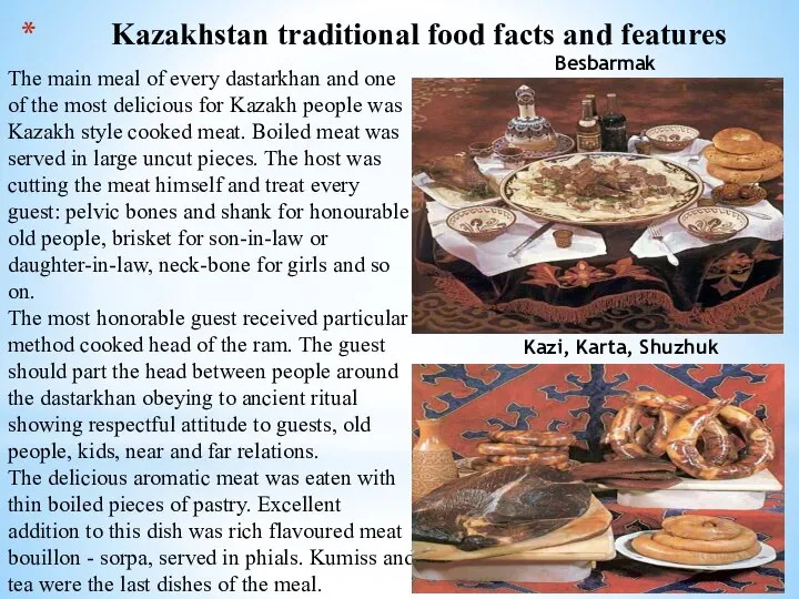 Kazakhstan traditional food facts and features The main meal of every