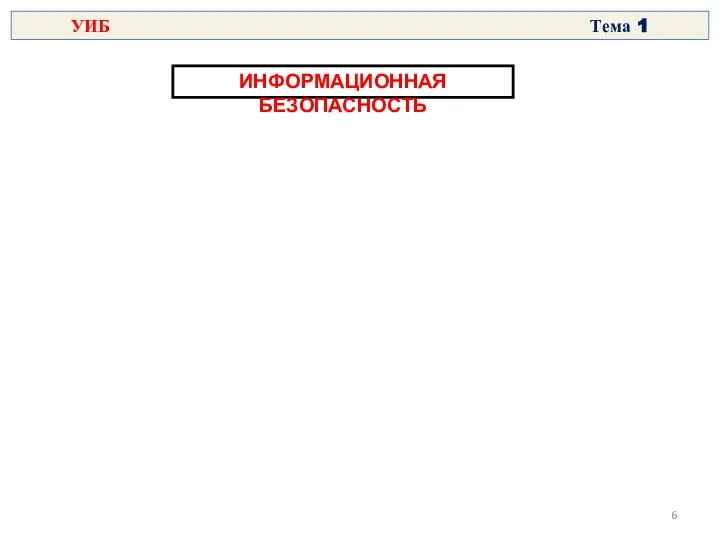 ИНФОРМАЦИОННАЯ БЕЗОПАСНОСТЬ УИБ Тема 1