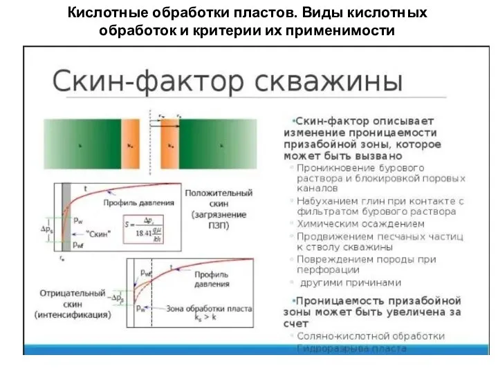 Кислотные обработки пластов. Виды кислотных обработок и критерии их применимости