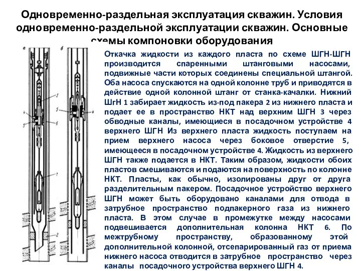 Одновременно-раздельная эксплуатация скважин. Условия одновременно-раздельной эксплуатации скважин. Основные схемы компоновки оборудования