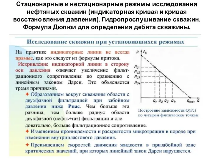 Стационарные и нестационарные режимы исследования нефтяных скважин (индикаторная кривая и кривая