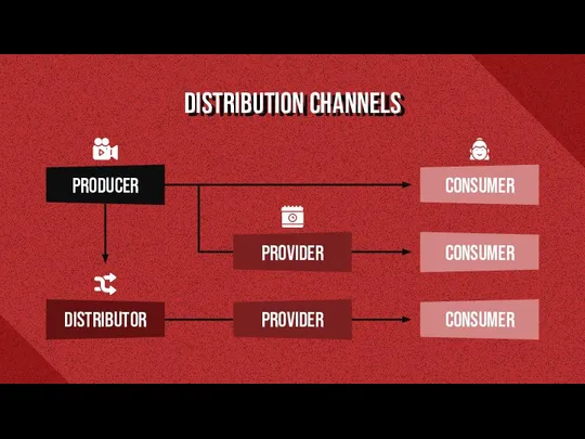 DISTRIBUTION CHANNELS distributor provider provider CONSUMER PRODUCER CONSUMER CONSUMER