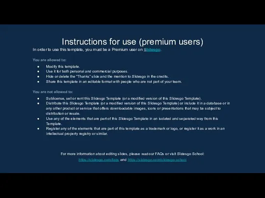 Instructions for use (premium users) In order to use this template,