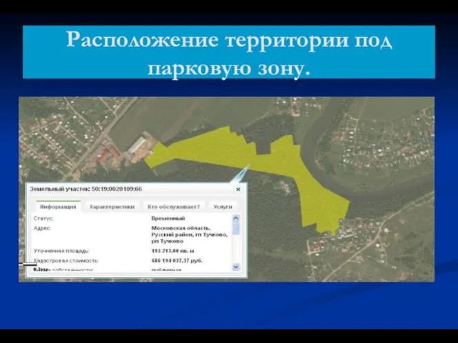 Расположение территории под парковую зону.