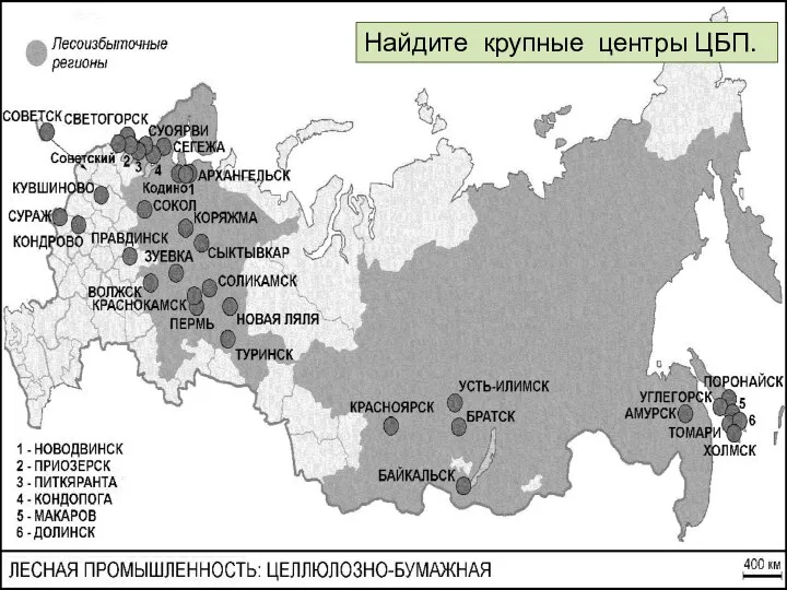 Найдите крупные центры ЦБП.