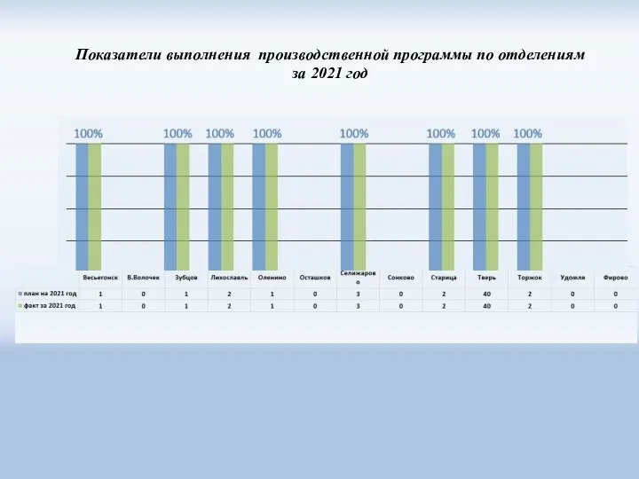 Показатели выполнения производственной программы по отделениям за 2021 год