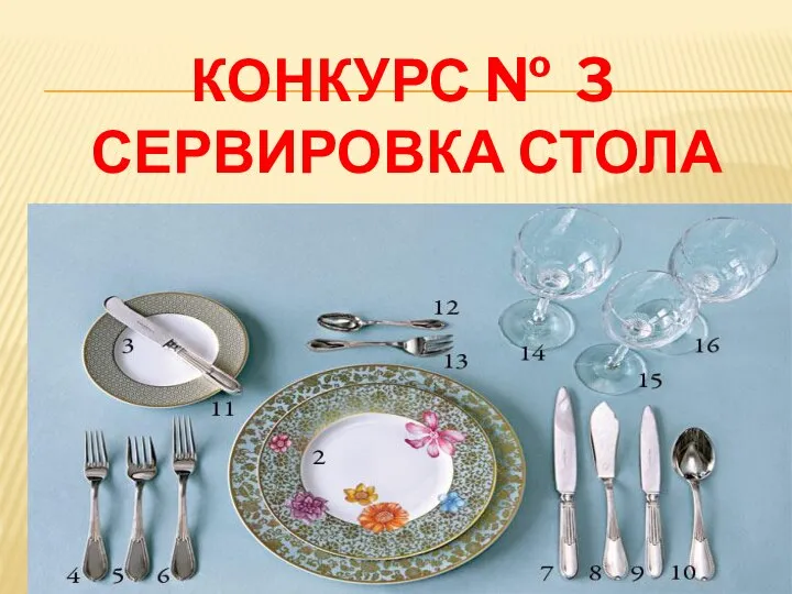 КОНКУРС № 3 СЕРВИРОВКА СТОЛА