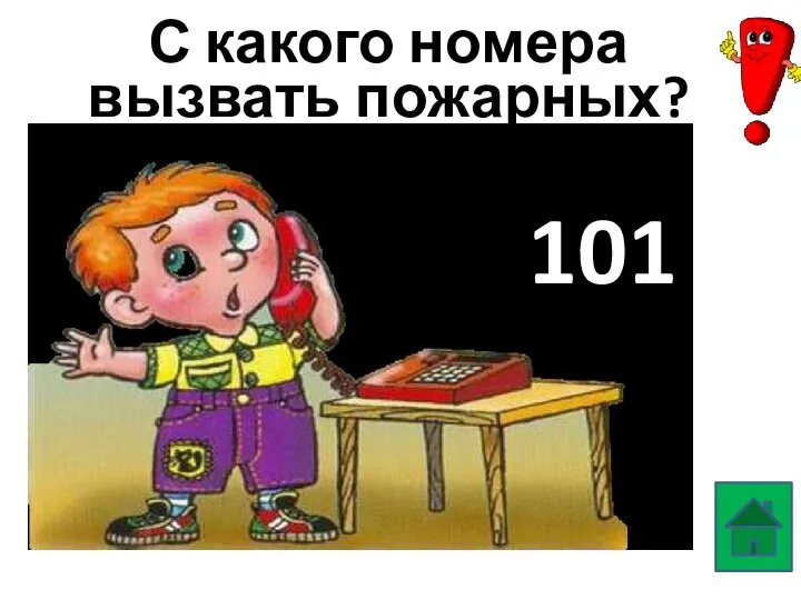 С какого номера вызвать пожарных? 101