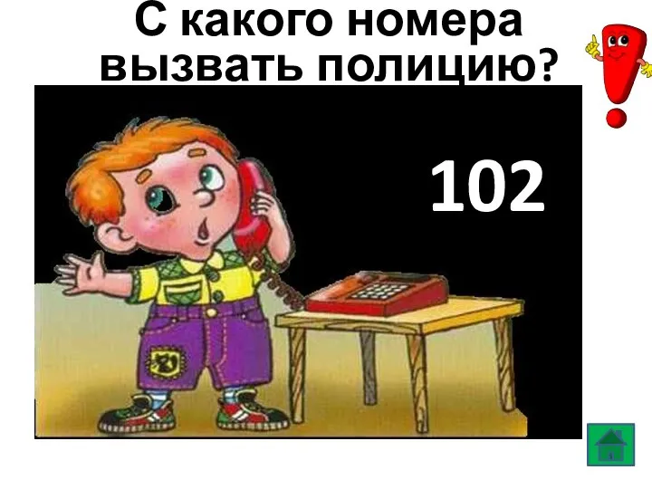 С какого номера вызвать полицию? 102