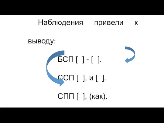 Наблюдения привели к выводу: БСП [ ] - [ ]. ССП