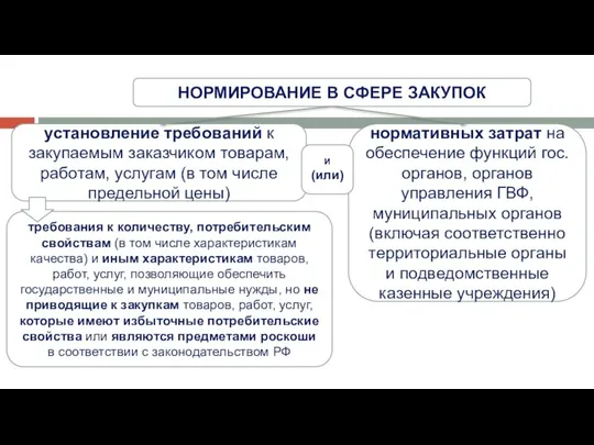 НОРМИРОВАНИЕ В СФЕРЕ ЗАКУПОК установление требований к закупаемым заказчиком товарам, работам,