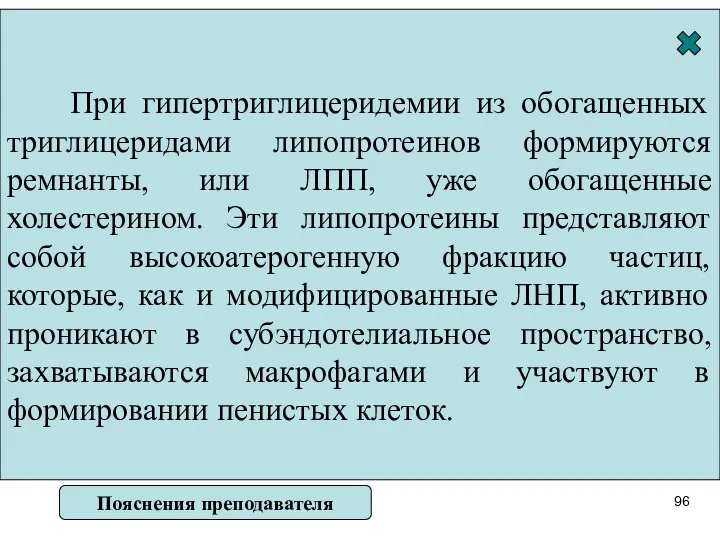 Роль триглицерид-богатых липопротеинов (ТГ-ЛП) в развитии атеросклероза Эндотелий Моноцит Просвет сосуда