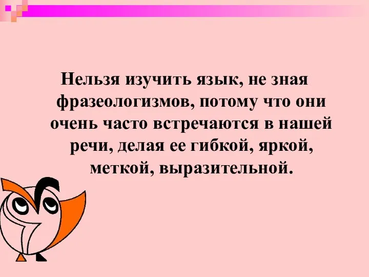 Нельзя изучить язык, не зная фразеологизмов, потому что они очень часто