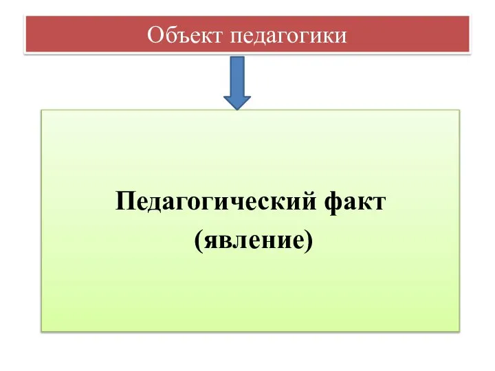 Объект педагогики Педагогический факт (явление)