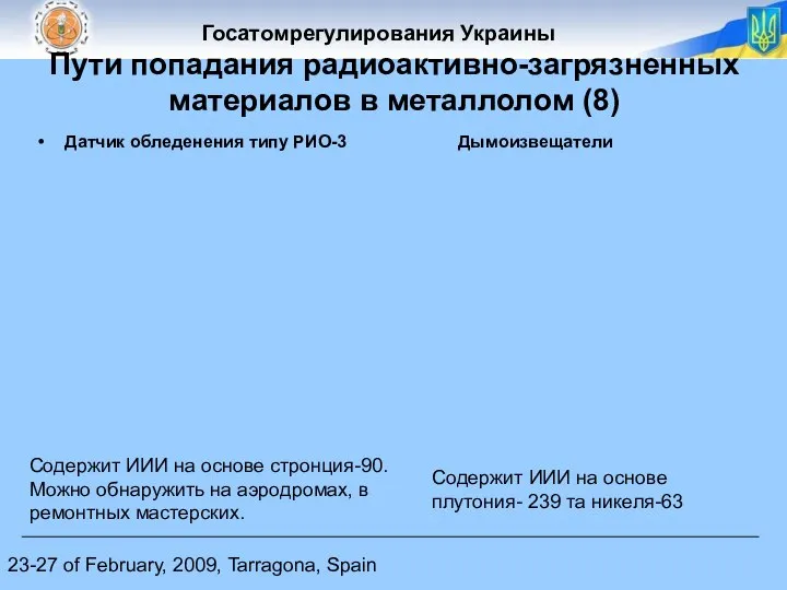 23-27 of February, 2009, Tarragona, Spain Пути попадания радиоактивно-загрязненных материалов в