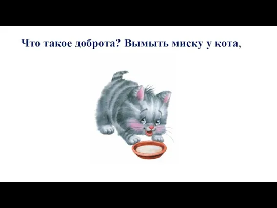 Что такое доброта? Вымыть миску у кота,