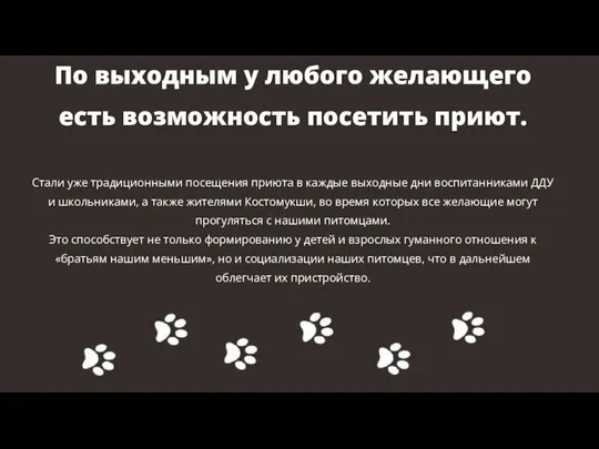 Стали уже традиционными посещения приюта в каждые выходные дни воспитанниками ДДУ