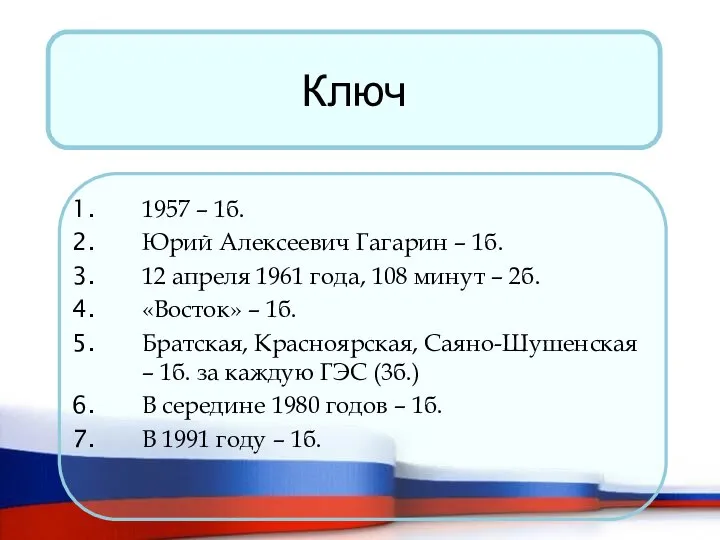 Ключ 1957 – 1б. Юрий Алексеевич Гагарин – 1б. 12 апреля