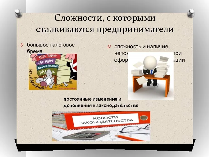 Сложности, с которыми сталкиваются предприниматели большое налоговое бремя сложность и наличие