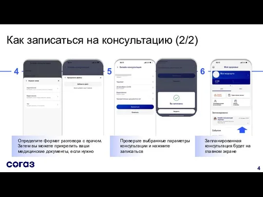 Как записаться на консультацию (2/2) 4 5 6 Определите формат разговора