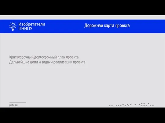 Дорожная карта проекта Краткосрочный/долгосрочный план проекта. Дальнейшие цели и задачи реализации проекта.