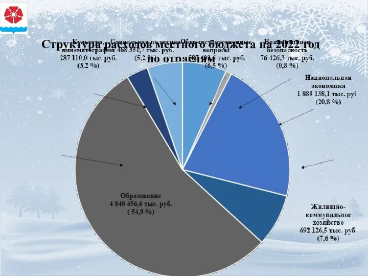 Структура расходов местного бюджета на 2022 год по отраслям