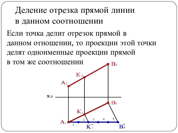 Деление отрезка прямой линии в данном соотношении Если точка делит отрезок