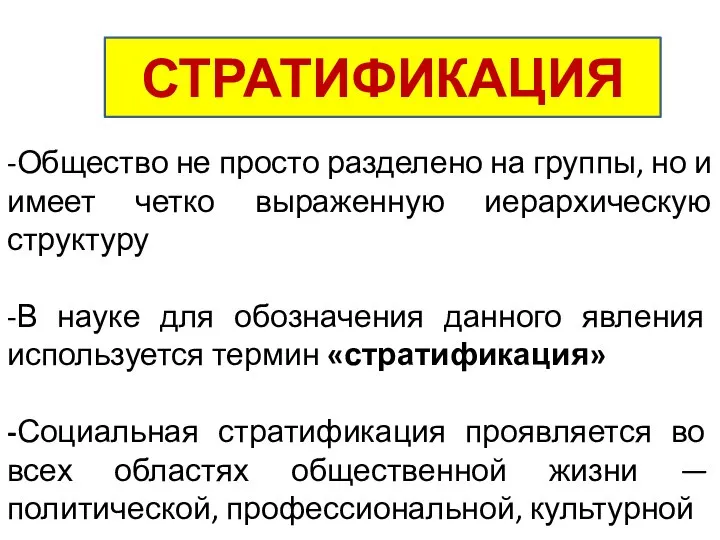 -Общество не просто разделено на группы, но и имеет четко выраженную