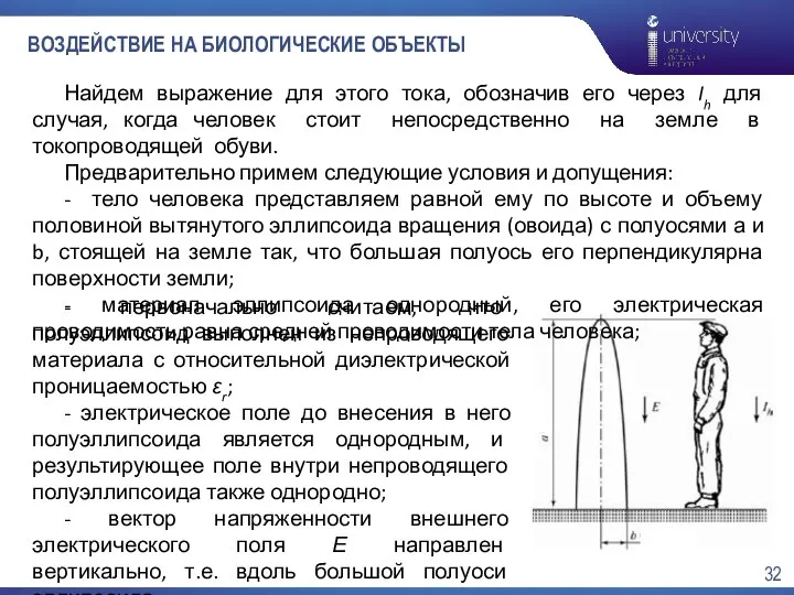 ВОЗДЕЙСТВИЕ НА БИОЛОГИЧЕСКИЕ ОБЪЕКТЫ Найдем выражение для этого тока, обозначив его