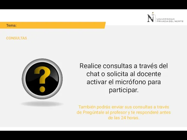 Tema: CONSULTAS Realice consultas a través del chat o solicita al