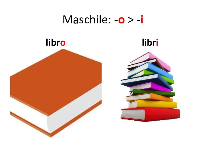 Maschile: -o > -i libro libri