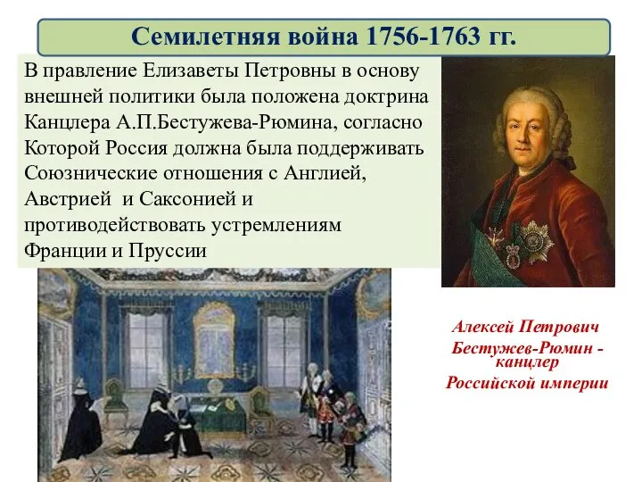 Алексей Петрович Бестужев-Рюмин - канцлер Российской империи В правление Елизаветы Петровны