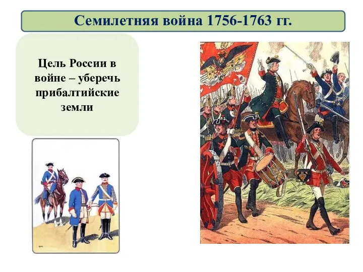 Цель России в войне – уберечь прибалтийские земли Семилетняя война 1756-1763 гг.