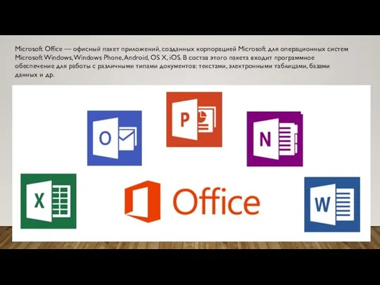 Microsoft Office — офисный пакет приложений, созданных корпорацией Microsoft для операционных