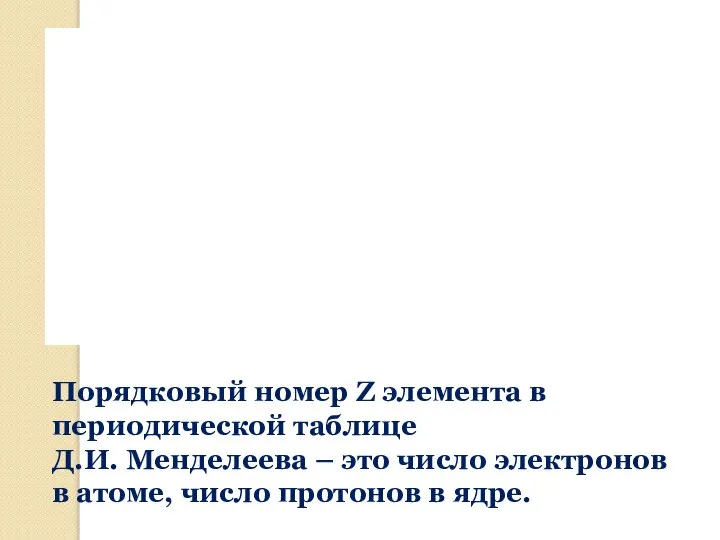 Порядковый номер Z элемента в периодической таблице Д.И. Менделеева – это