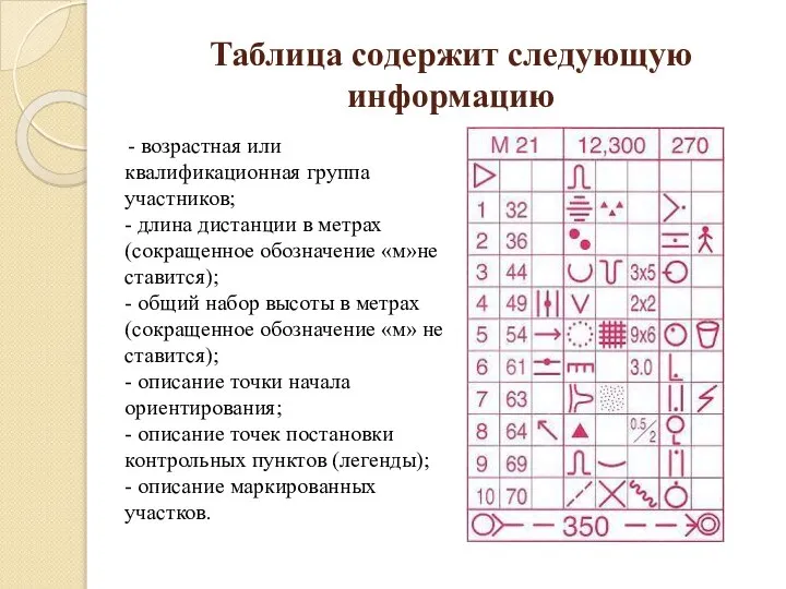 Таблица содержит следующую информацию - возрастная или квалификационная группа участников; -