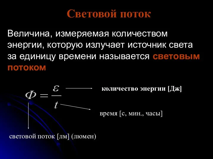 Величина, измеряемая количеством энергии, которую излучает источник света за единицу времени