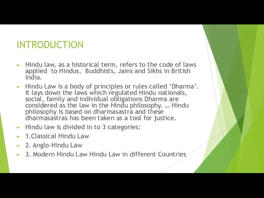 INTRODUCTION Hindu law, as a historical term, refers to the code