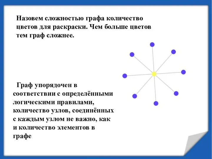 Назовем сложностью графа количество цветов для раскраски. Чем больше цветов тем