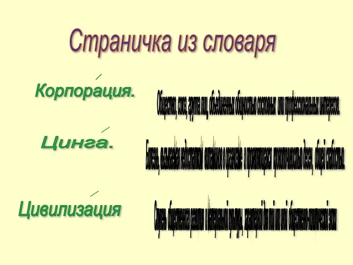 Страничка из словаря Корпорация. Ступень общественного развития и материальной культуры, характерной