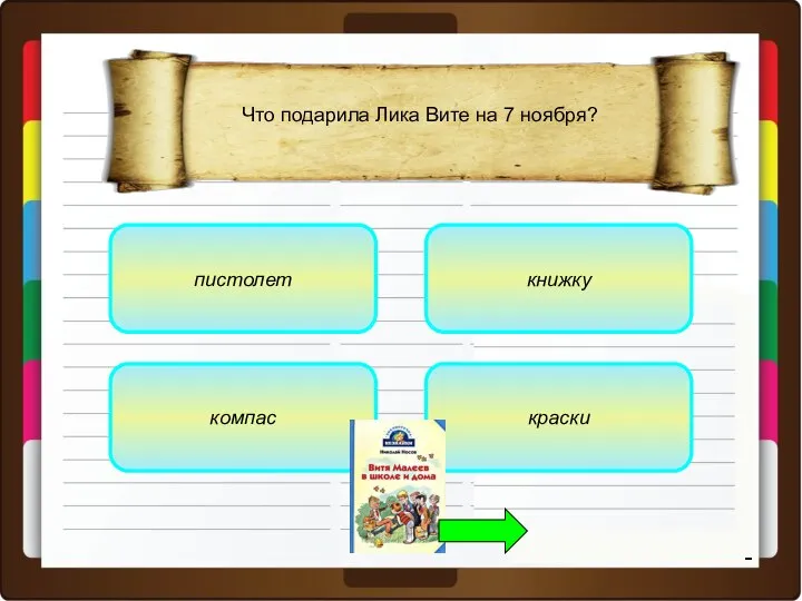 пистолет компас краски книжку Что подарила Лика Вите на 7 ноября?