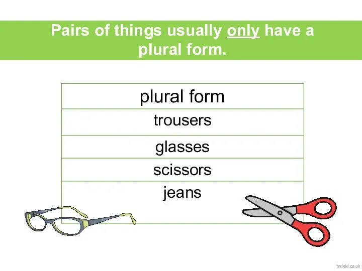 Pairs of things usually only have a plural form.