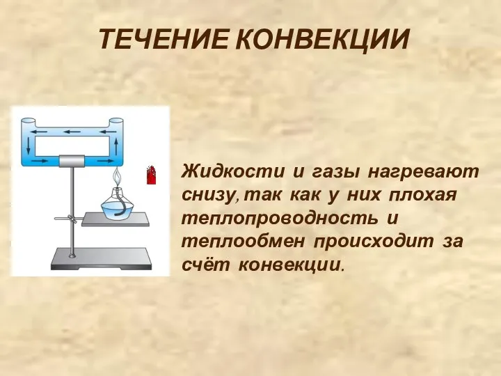 Жидкости и газы нагревают снизу, так как у них плохая теплопроводность